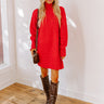 Oh So Cozy Knit Sweater Dress in Red Image - 1