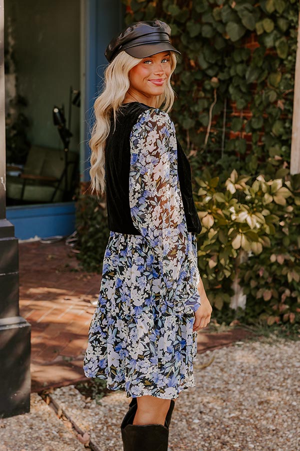 Uptown Cafe Floral Mini Dress in Black Image - 3