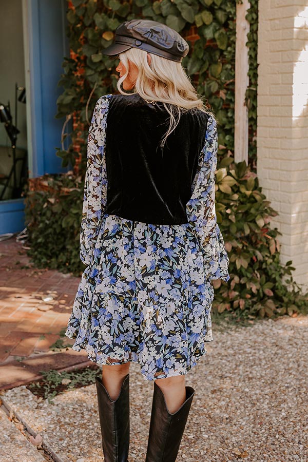 Uptown Cafe Floral Mini Dress in Black Image - 4