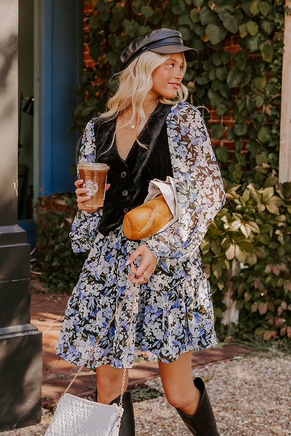 Uptown Cafe Floral Mini Dress in Black Image - 5