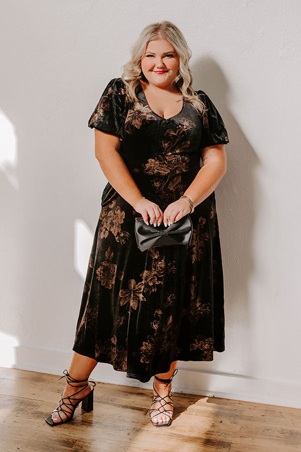 Maple and Mahogany Floral Velvet Midi Curves Image - 1