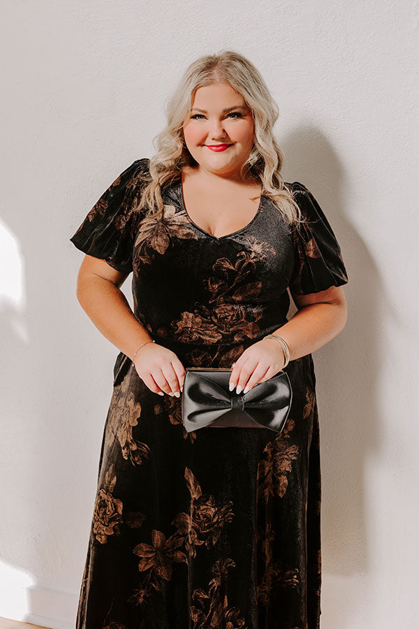 Maple and Mahogany Floral Velvet Midi Curves Image - 2