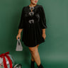 Bows And Kisses Velvet Mini Dress in Black Curves Image - 1