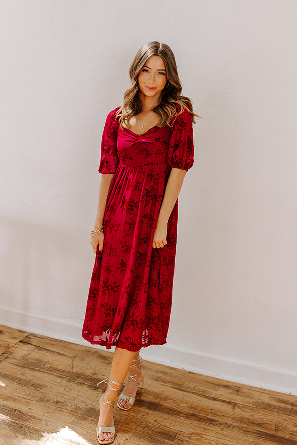 Merlot Muse Velvet Burnout Midi Image - 3