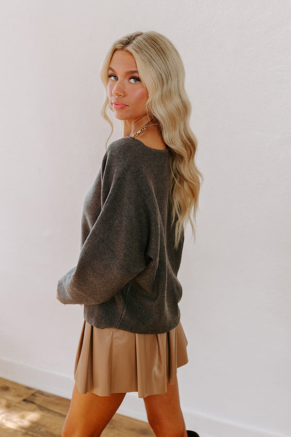 Cafe Social Knit Sweater Top in Charcoal Image - 5