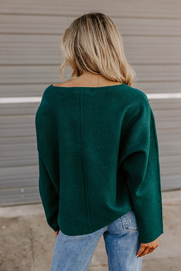 Cafe Social Knit Sweater Top in Hunter Green Image - 4
