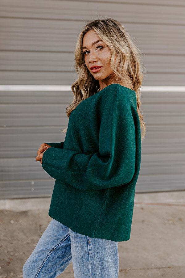 Cafe Social Knit Sweater Top in Hunter Green Image - 2