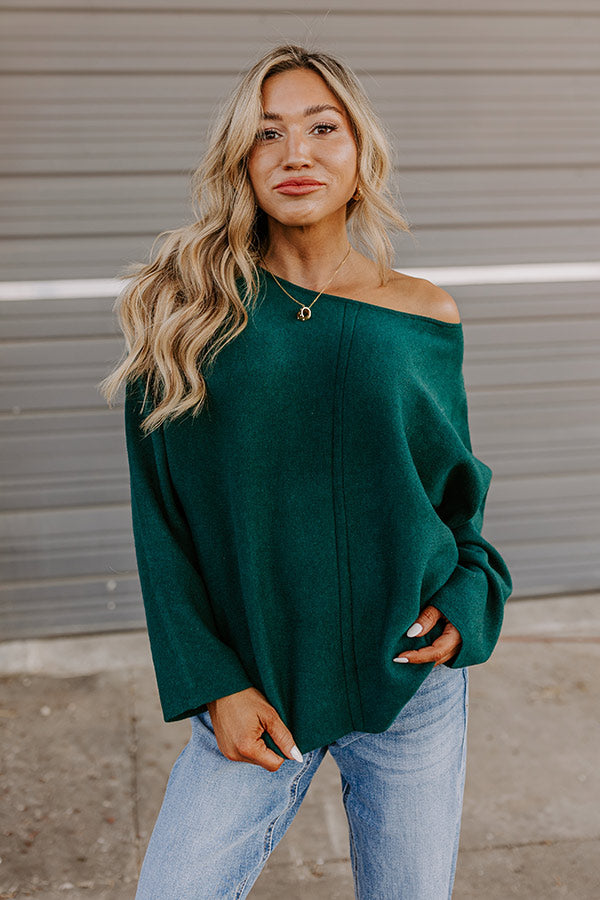 Cafe Social Knit Sweater Top in Hunter Green Image - 1