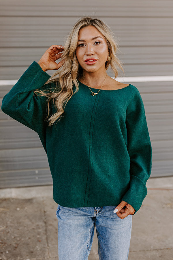 Cafe Social Knit Sweater Top in Hunter Green Image - 3