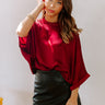 City Lights Satin Top in Wine Image - 1