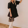 Exceptionally Chic Button Down Mini Dress in Black Image - 1