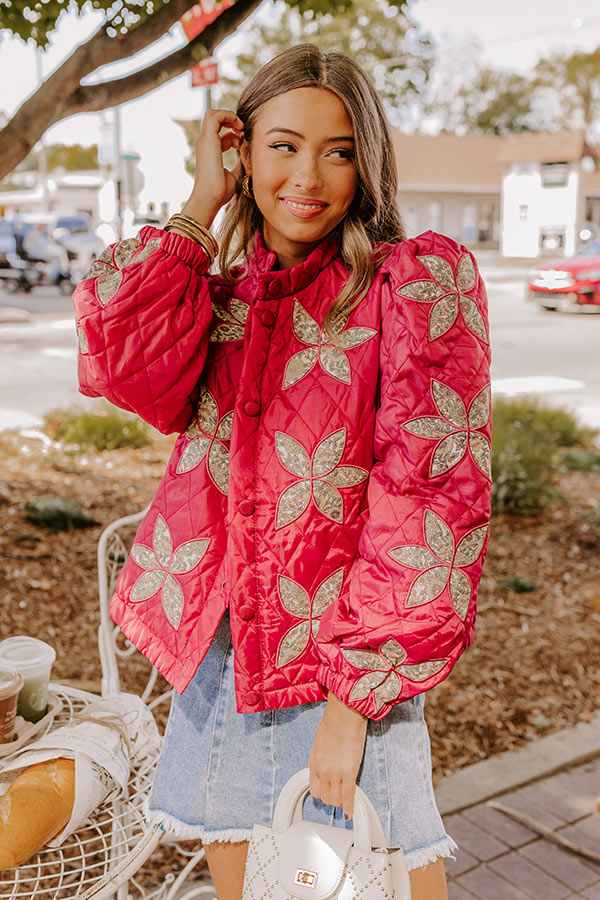 Statement Maker Quilted Jacket in Sangria Image - 4