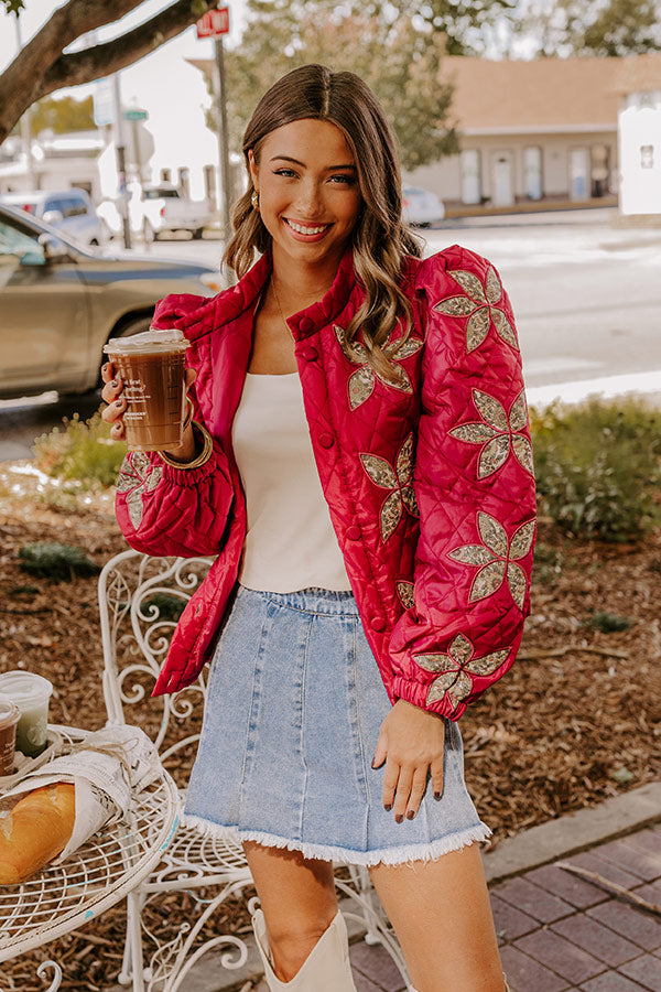 Statement Maker Quilted Jacket in Sangria Image - 2