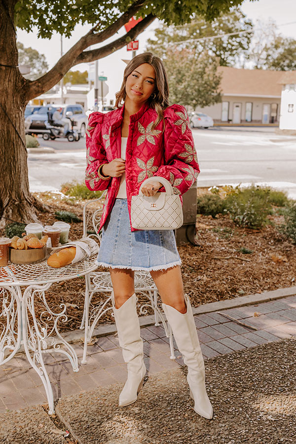 Statement Maker Quilted Jacket in Sangria Image - 1