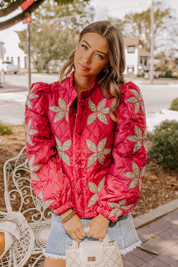 Statement Maker Quilted Jacket in Sangria Image - 5