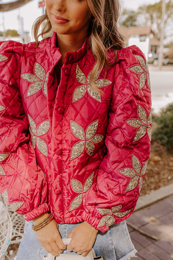 Statement Maker Quilted Jacket in Sangria Image - 3