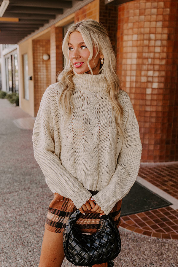 Snow Capped Mountains Cable Knit Sweater Image - 4