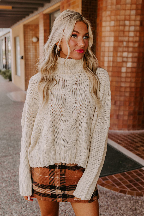 Snow Capped Mountains Cable Knit Sweater Image - 3