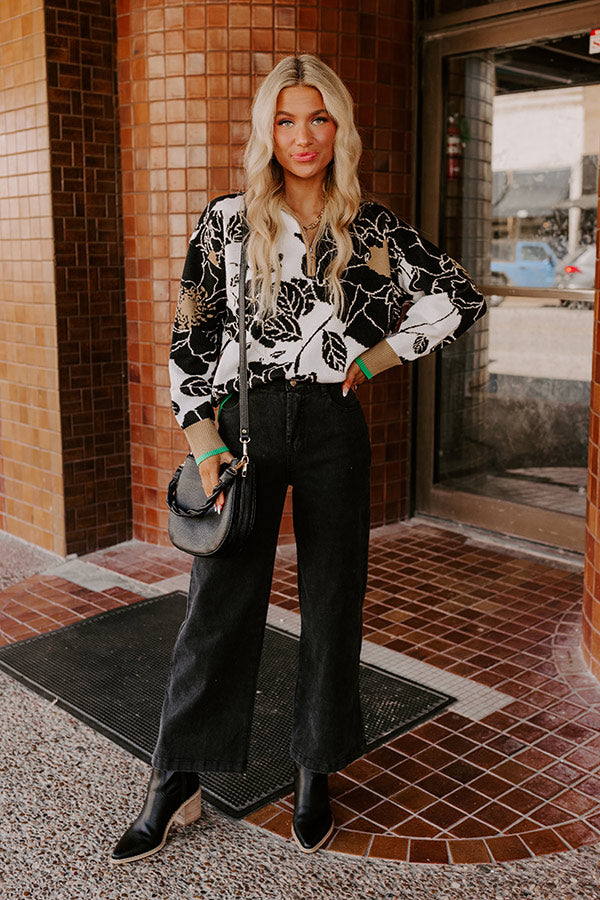 Cider And Sunsets Floral Sweater in Black Image - 2