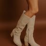 The Elliana Faux Nubuck Knee High Boot In Beige Image - 1