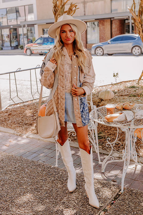 Cozy Mindset Color Block Jacket in Warm Taupe Image - 5