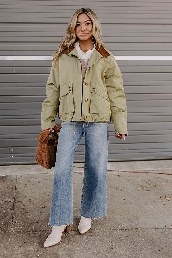 Crisp Mornings Cargo Jacket in Sage Image - 2