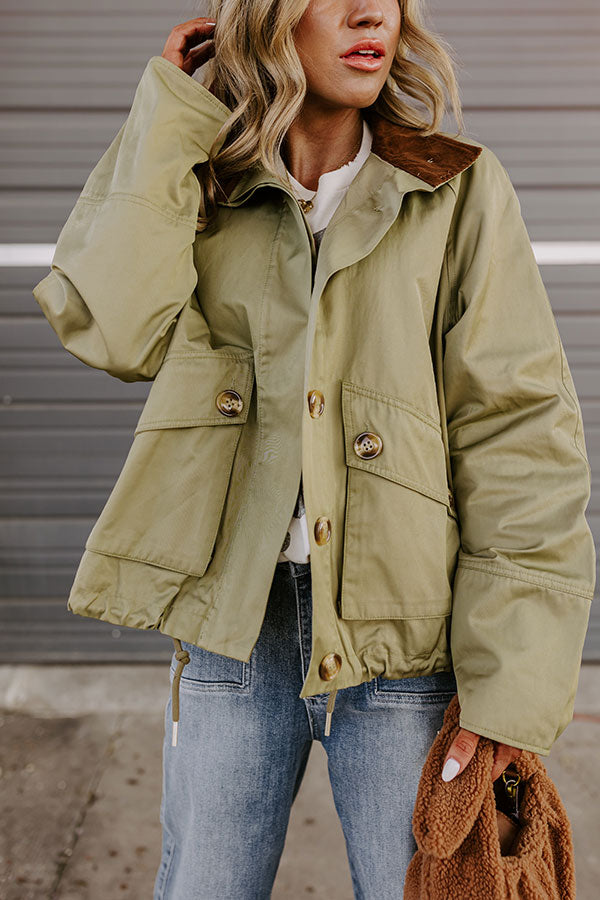 Crisp Mornings Cargo Jacket in Sage Image - 3