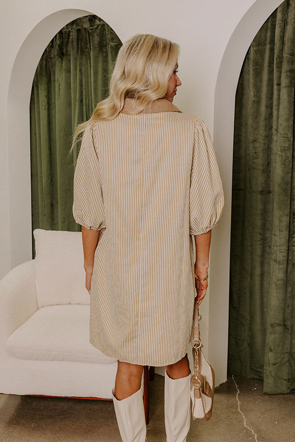 Country Club Cutie Button Down Mini Dress in Mocha Image - 4