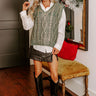 Holiday Party Metallic Knit Vest Top in Hunter Green Image - 1