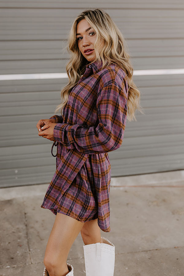 Pumpkin Patch Cutie Flannel Romper in Purple Image - 4