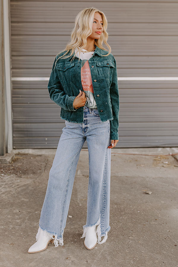 Hayride Honey Corduroy Jacket in Hunter Green Image - 2