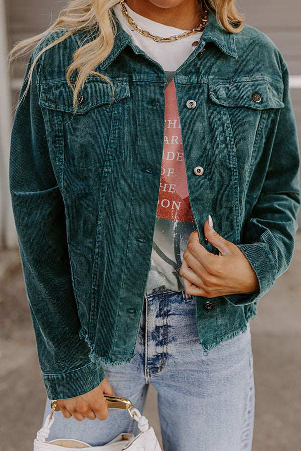 Hayride Honey Corduroy Jacket in Hunter Green Image - 3