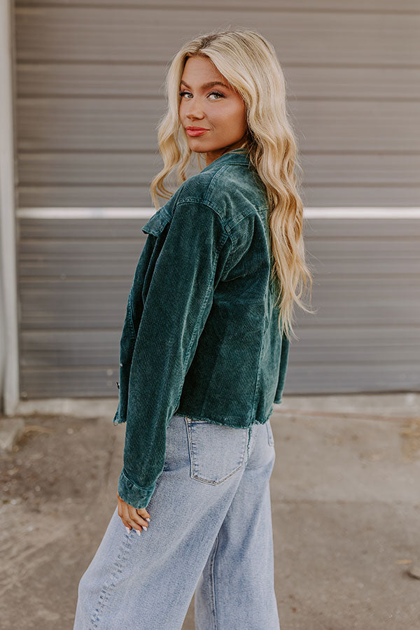 Hayride Honey Corduroy Jacket in Hunter Green Image - 4