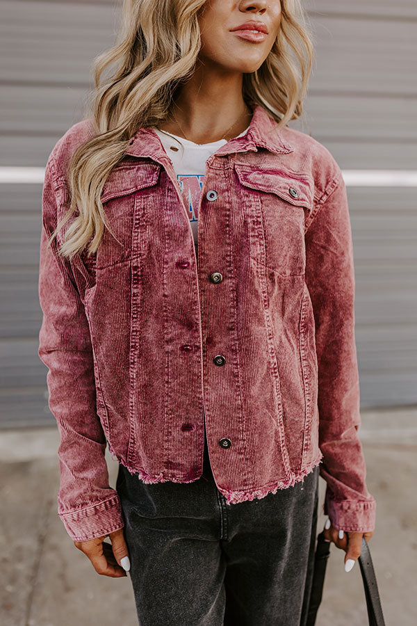 Hayride Honey Corduroy Jacket in Maroon Image - 3