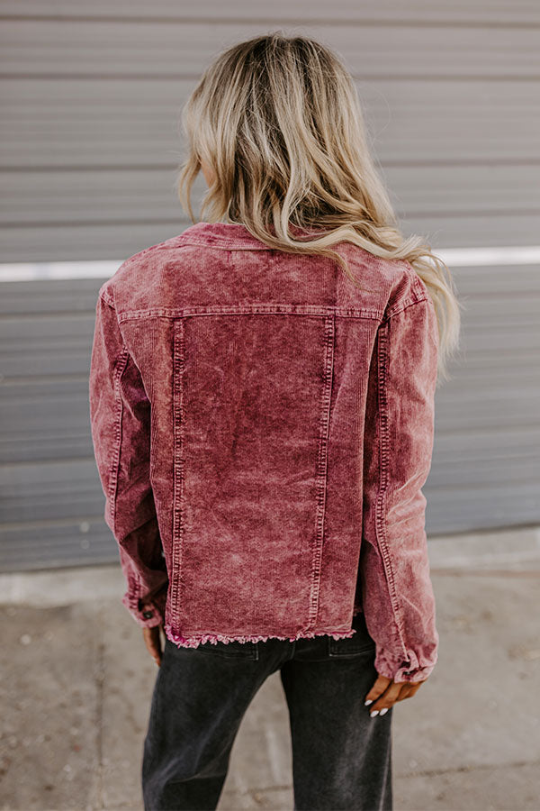 Hayride Honey Corduroy Jacket in Maroon Image - 5