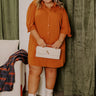 Falling Leaves Button Down Mini Dress in Pumpkin Curves Image - 1