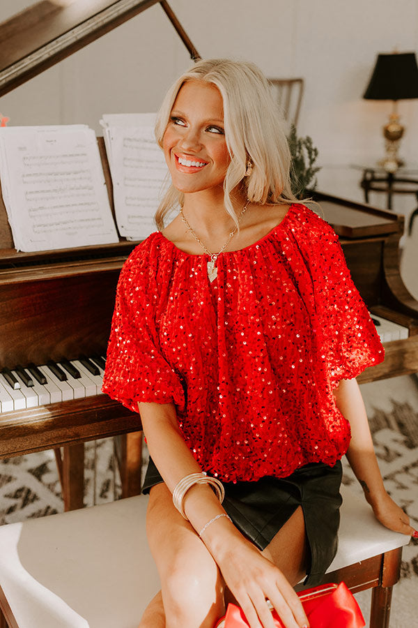 Cranberry Spritzer Sequin Velvet Top Image - 2