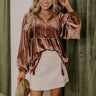 Cider And Sunsets Velvet Babydoll Top in Mocha Image - 1