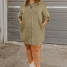 Falling Leaves Button Down Mini Dress in Olive Curves Image - 1