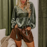 Cider And Sunsets Velvet Babydoll Top in Olive Image - 1