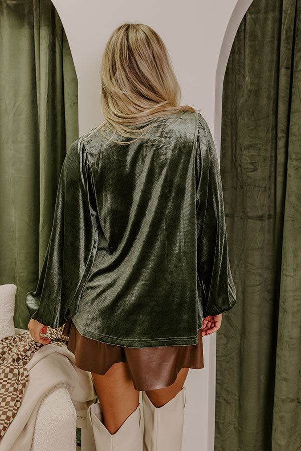 Cider And Sunsets Velvet Babydoll Top in Olive Image - 5