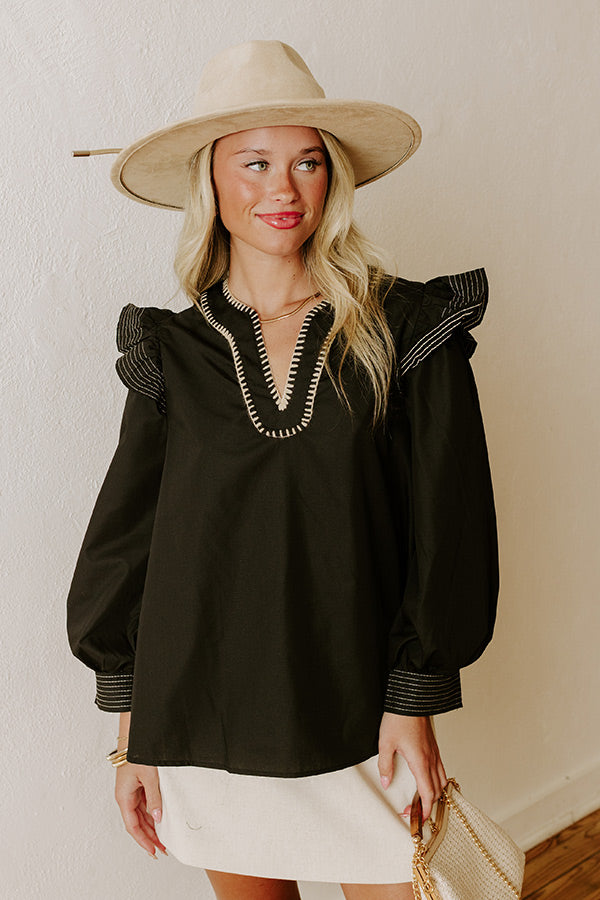 Chic Moment Ruffle Top in Black Image - 4