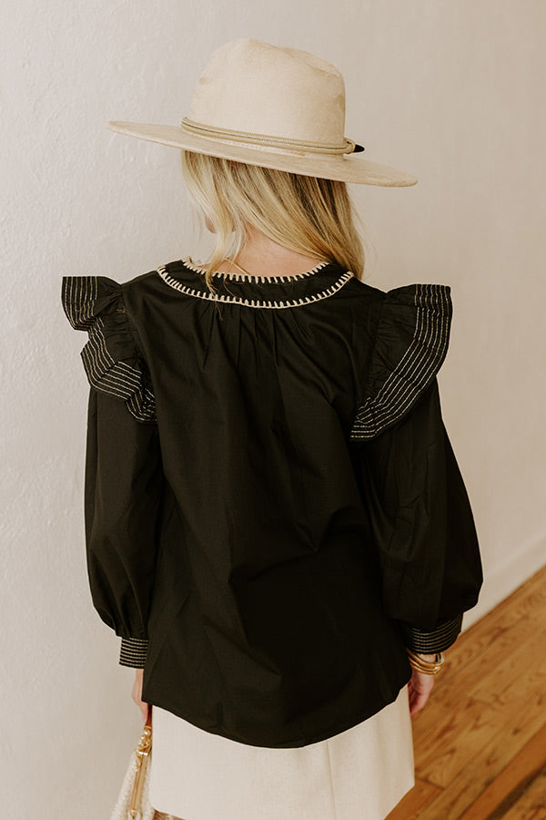 Chic Moment Ruffle Top in Black Image - 3
