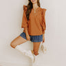 Chic Moment Ruffle Top in Camel Image - 1