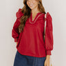 Chic Moment Ruffle Top in Crimson Image - 1
