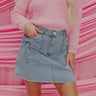 The Kaeli High Waist Denim Skirt in Light Wash Image - 1