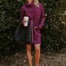 Coffee Shop Cutie Drawstring Mini Dress in Royal Plum Image - 1