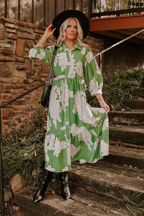 Bistro Bound Floral Midi in Green – Impressions Online Boutique