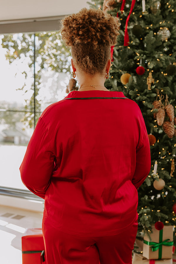 Feeling Luxurious Satin Pajama Top in Red Curves Image - 3