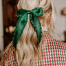 Cue The Charm Bow Hair Clip in Hunter Green Image - 1